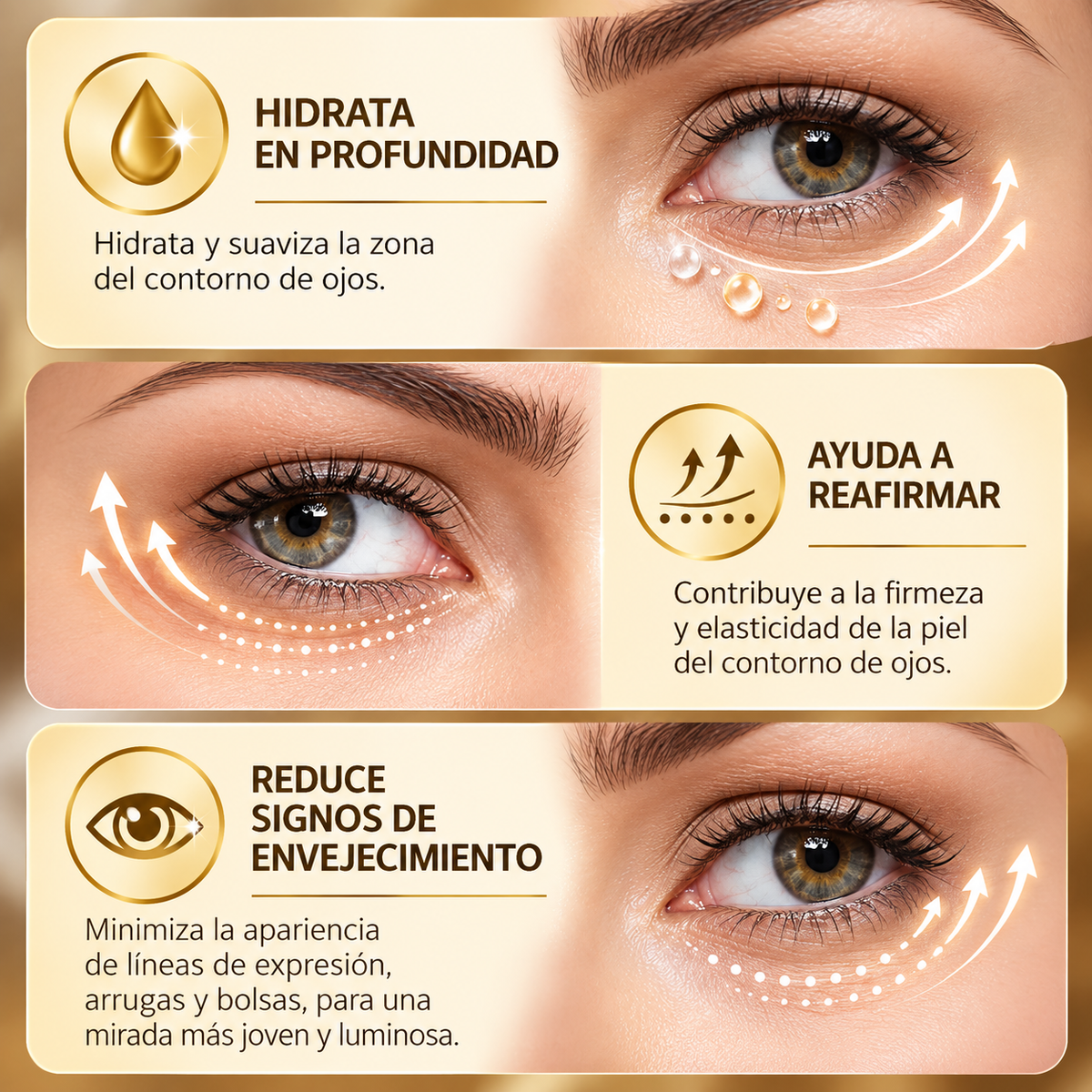 Crema para Contorno de Ojos 24K con Ácido Hialurónico