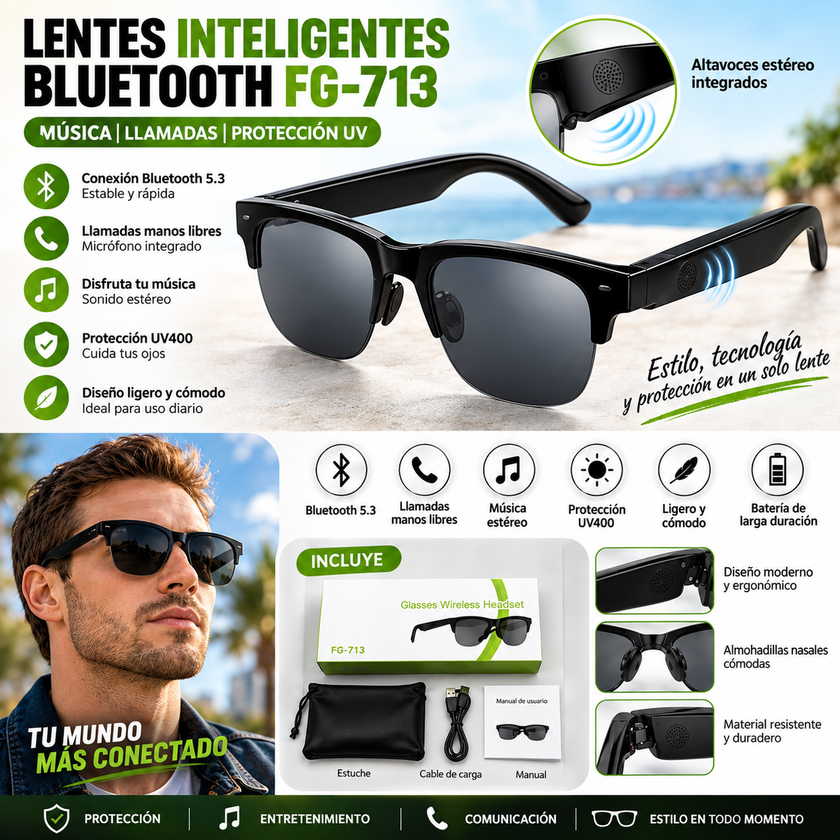 Lentes Inteligentes Bluetooth F-06