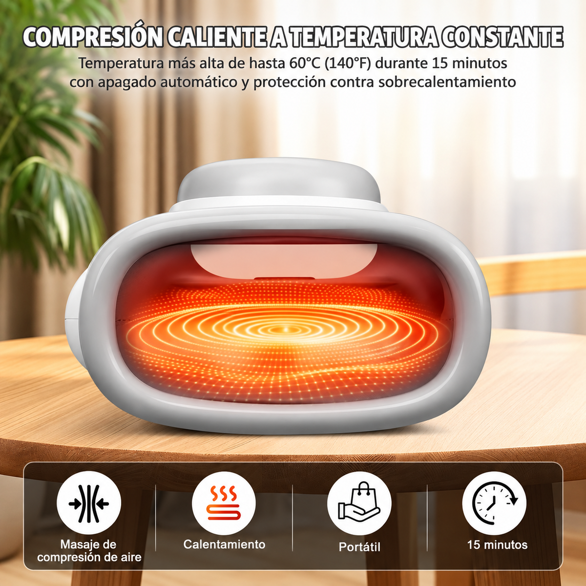 Masajeador de Manos Inalámbrico con Calor y Compresión de Aire