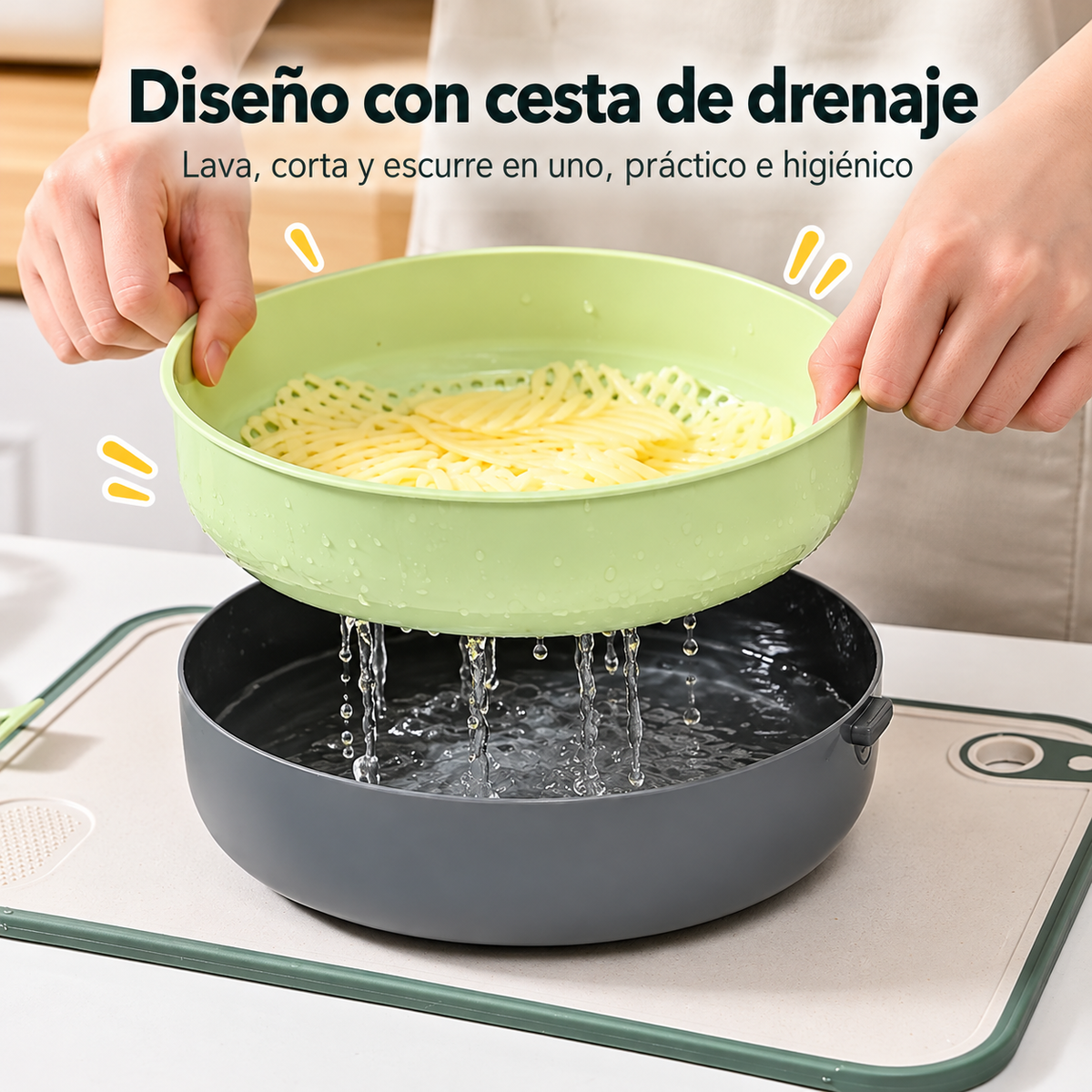 Picatodo Multifuncional 4 en 1 para Cortar, Rallar, Rebanar y Picar