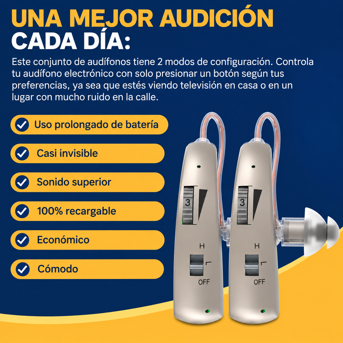 Audífonos Recargables para Personas Mayores con Reducción de Ruido