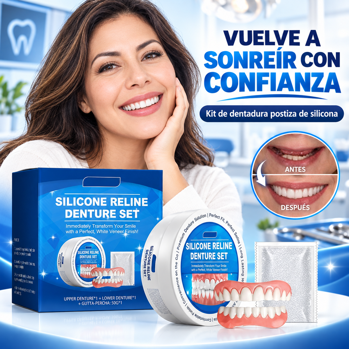 SonrisaFlex™ – Kit de Dentadura Postiza Moldeable