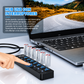 Adaptador USB 3.0 de 7 Puertos con Interruptores Individuales y Luces LED