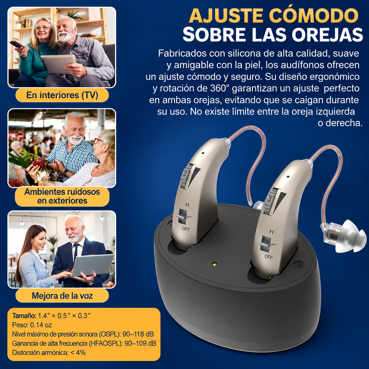 Audífonos Recargables para Personas Mayores con Reducción de Ruido