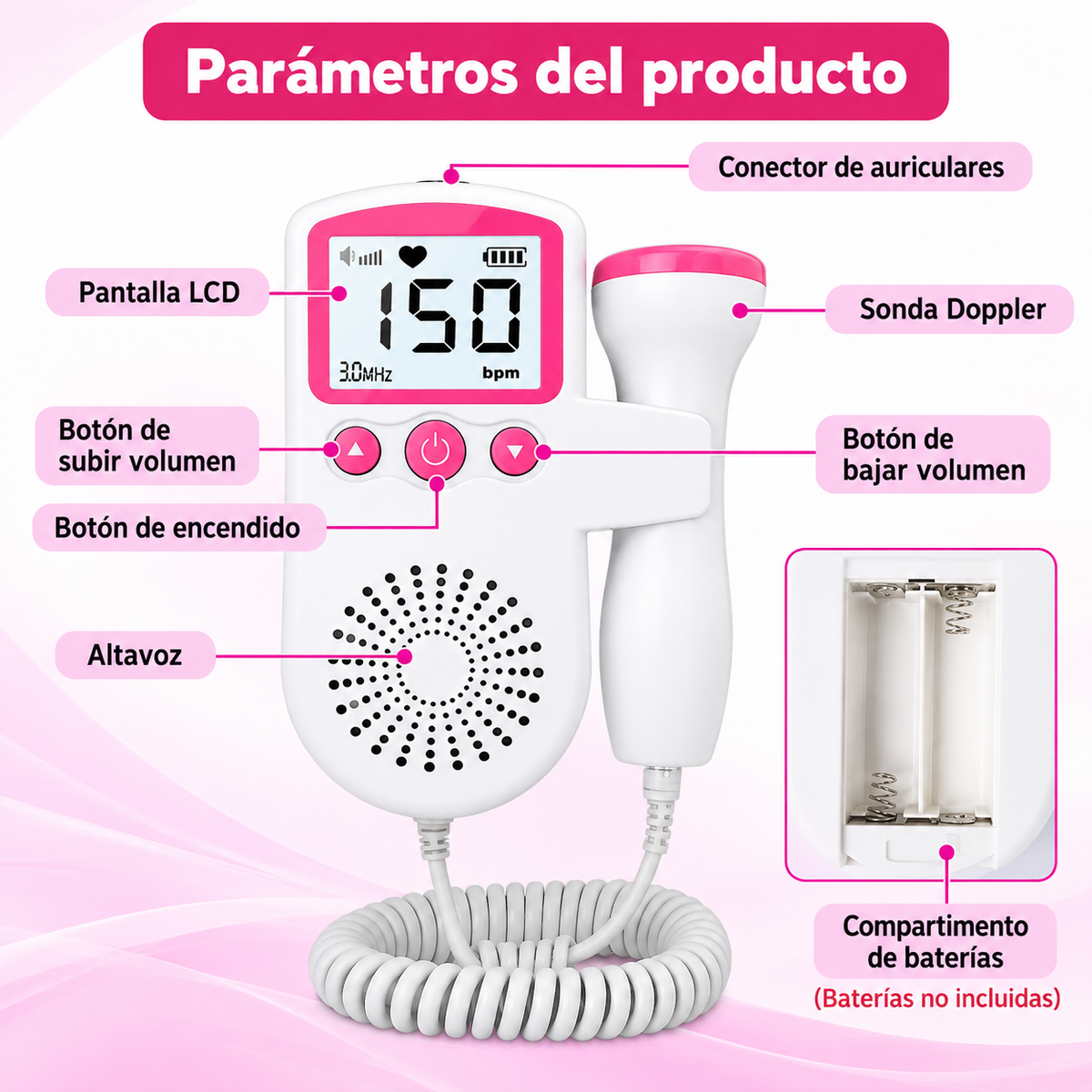 Doppler Fetal para Escuchar el Latido del Bebé