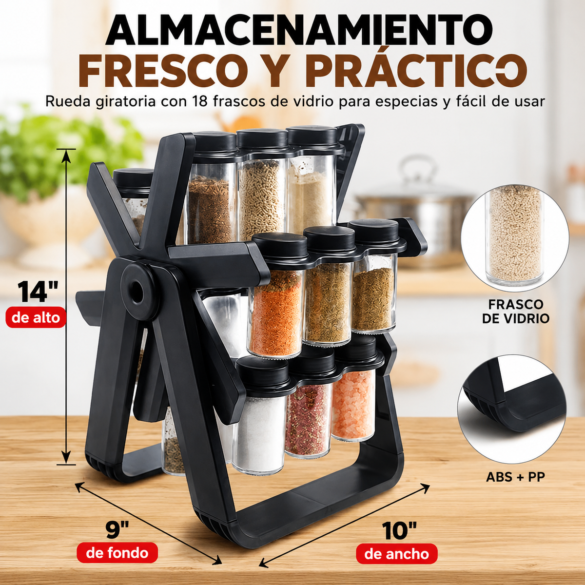 Organizador Giratorio 360° para Especias y Condimentos de Cocina