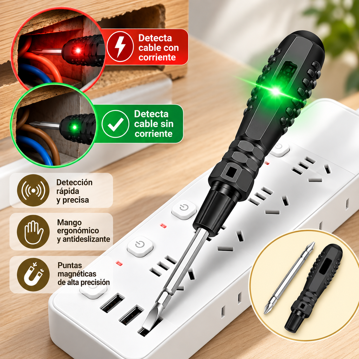 Probador de Voltaje 2 en 1 con Destornillador