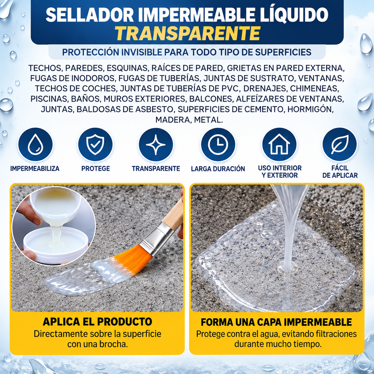 Sellador Adhesivo Impermeable Transparente Tapa Goteras 300 ml