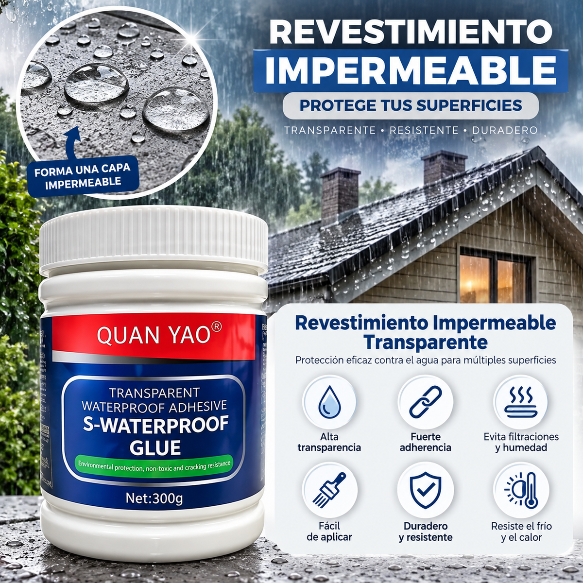 Sellador Adhesivo Impermeable Transparente Tapa Goteras 300 ml