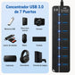 Adaptador USB 3.0 de 7 Puertos con Interruptores Individuales y Luces LED