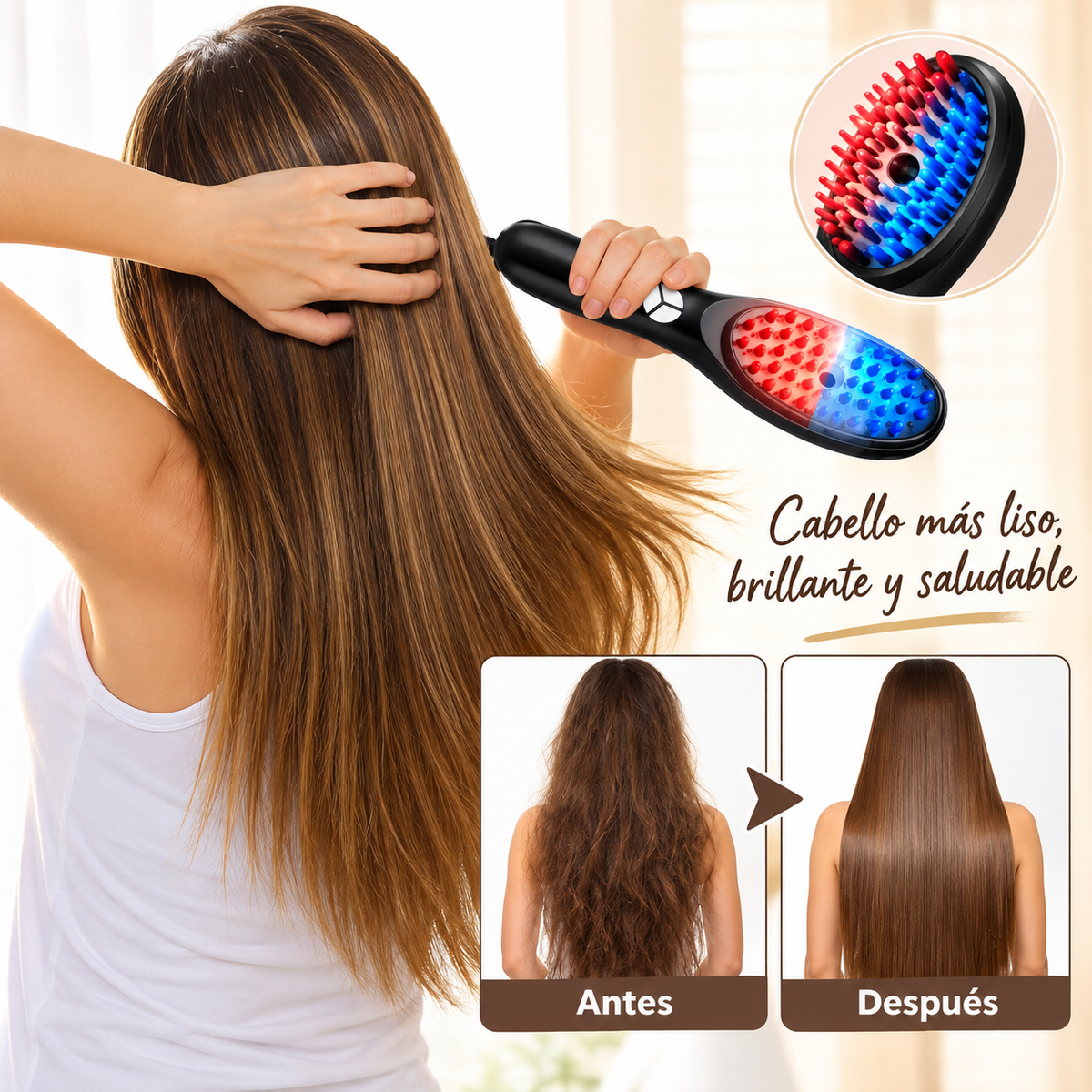 Cepillo Capilar para Cuero Cabelludo con Luz y Vaporizador