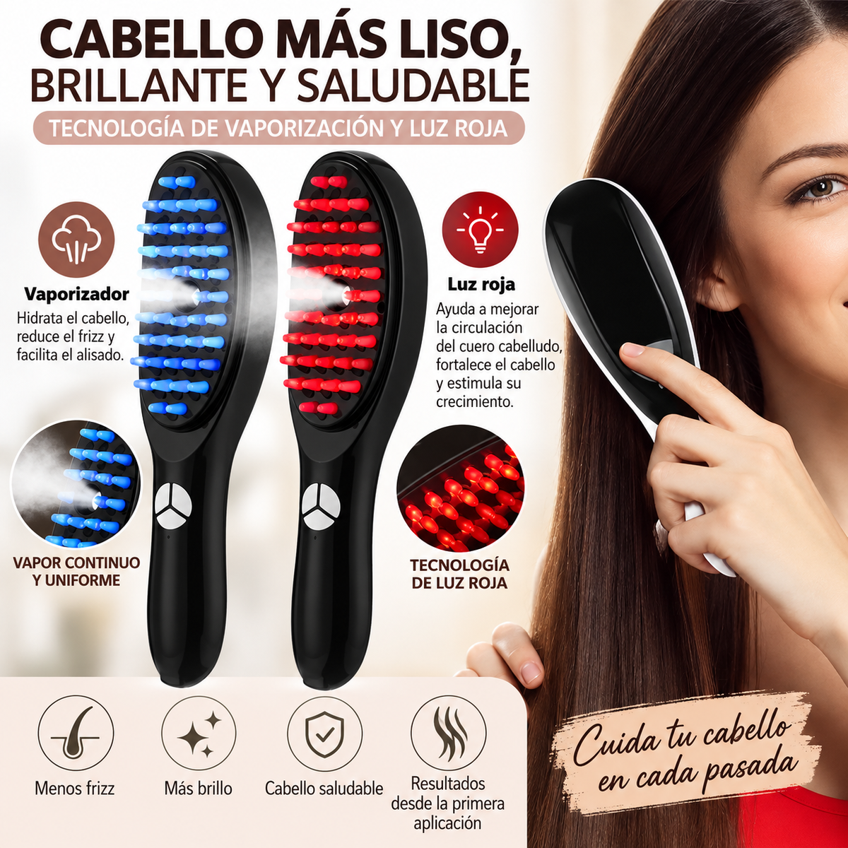 Cepillo Capilar para Cuero Cabelludo con Luz y Vaporizador