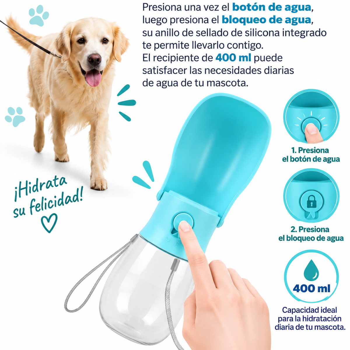 Bebedero Portátil para Perros y Gatos