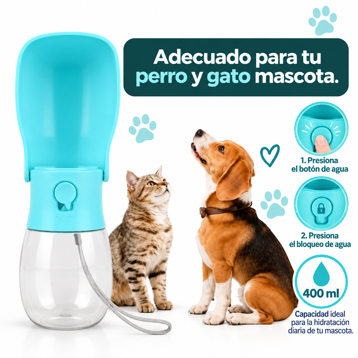Bebedero Portátil para Perros y Gatos