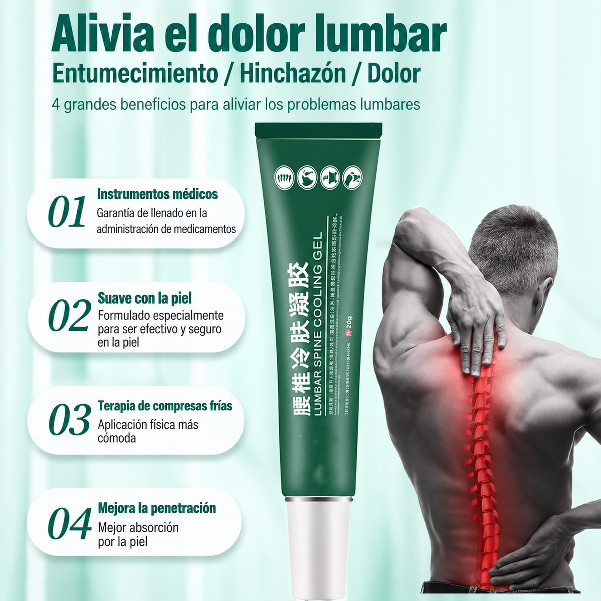 Shinora – Pack de 2 Geles Refrescantes para Espalda y Zona Lumbar de 100 g