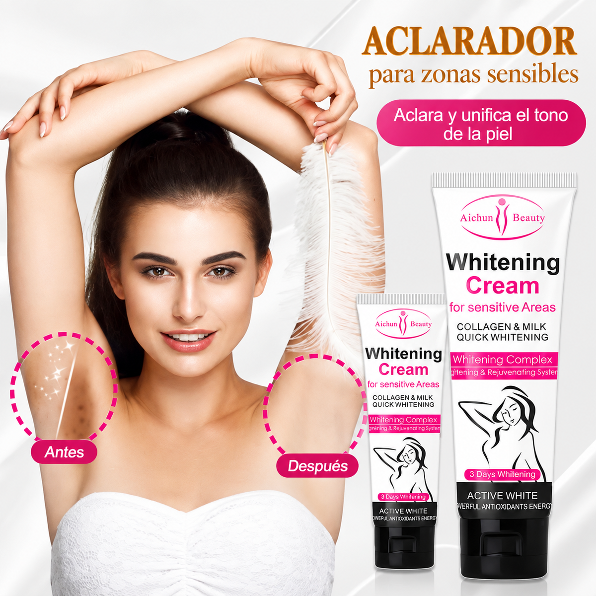Crema Aclaradora para Axilas con Leche y Colágeno