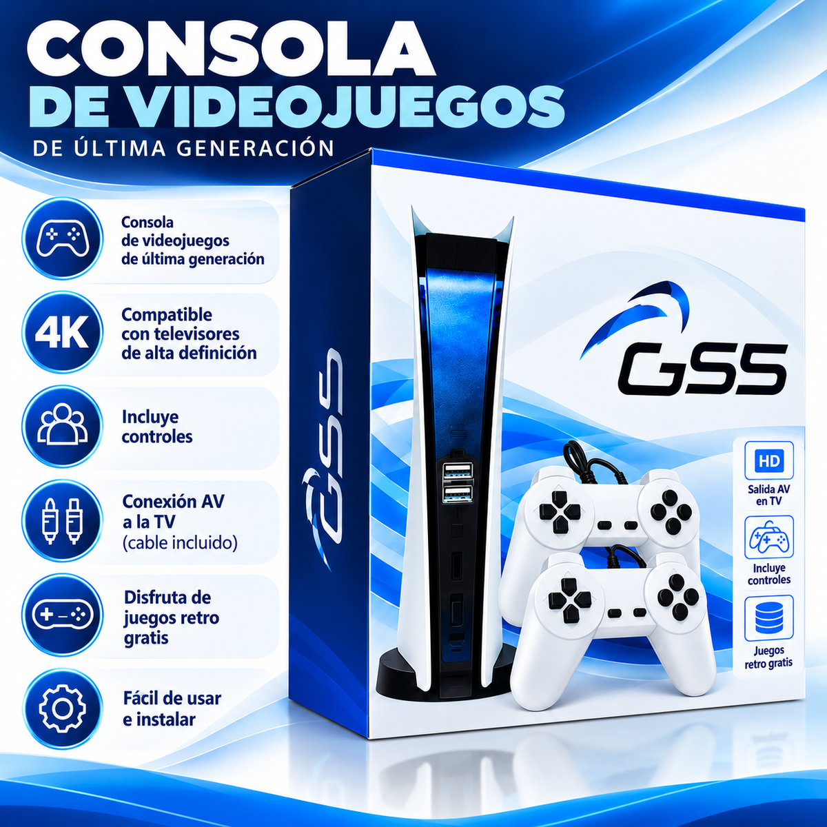Consola GS5 Poly Station con 200 Juegos Clásicos y 2 Mandos