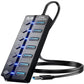 Adaptador USB 3.0 de 7 Puertos con Interruptores Individuales y Luces LED