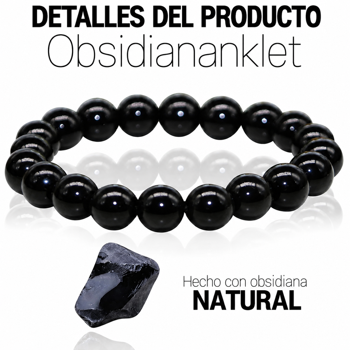 Tobillera Magnética Haloppe de Obsidiana Negra – Pack de 2