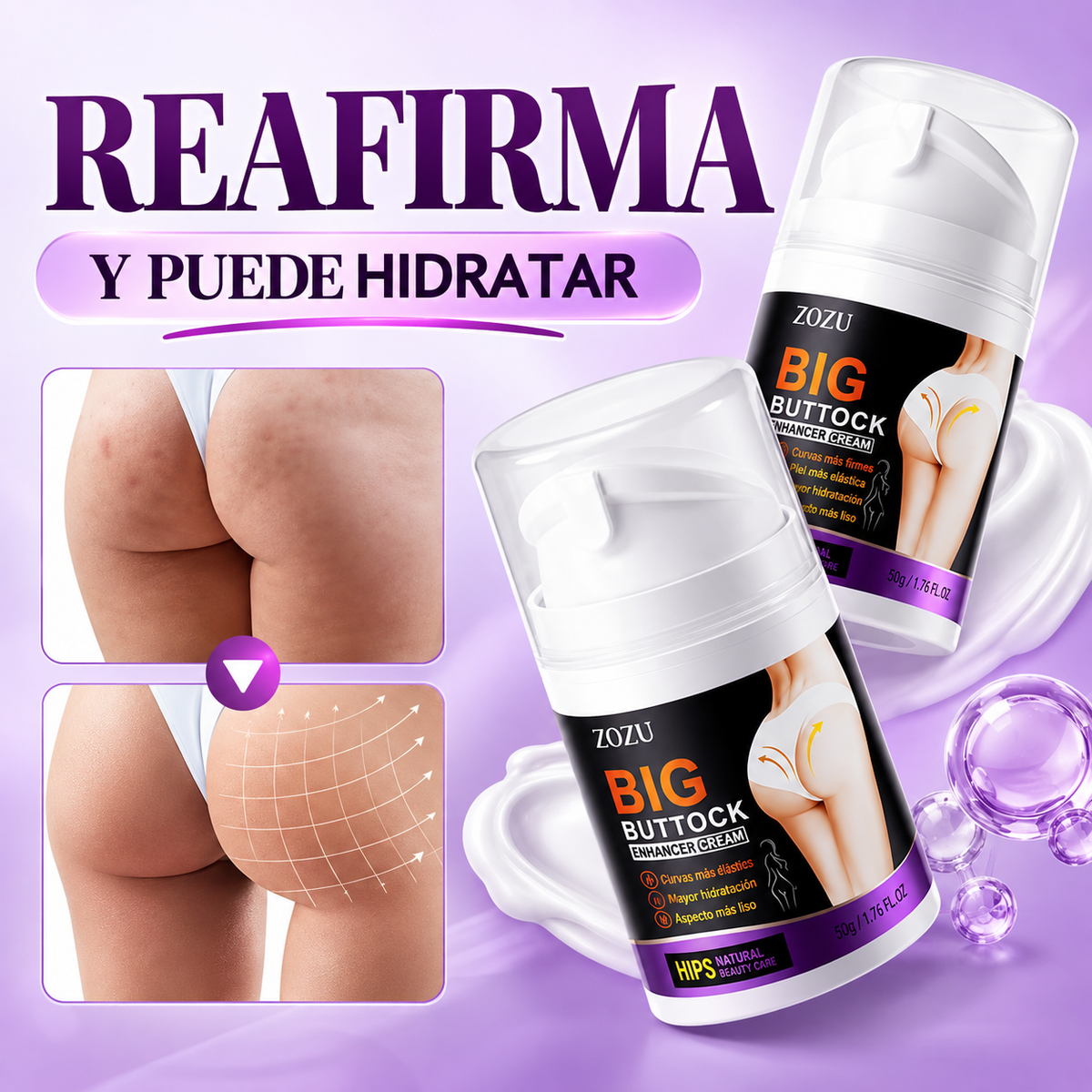 Crema Reafirmante para Glúteos y Busto – 50 g