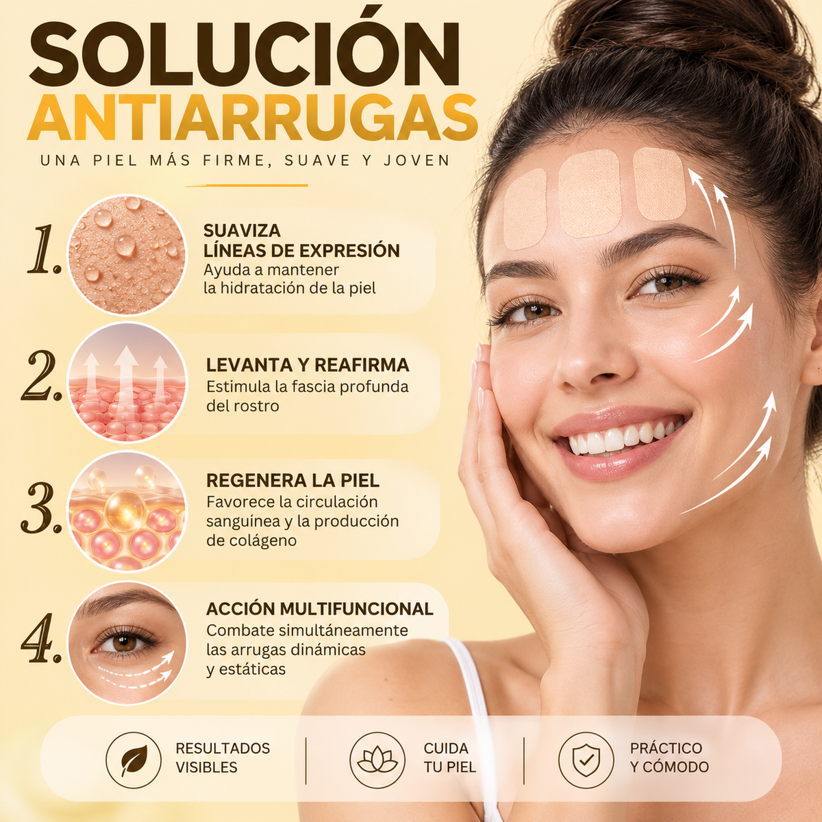 Cinta Facial Nocturna para Líneas de Expresión y Efecto Lifting