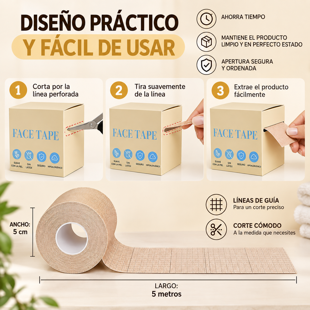 Cinta Facial Nocturna para Líneas de Expresión y Efecto Lifting