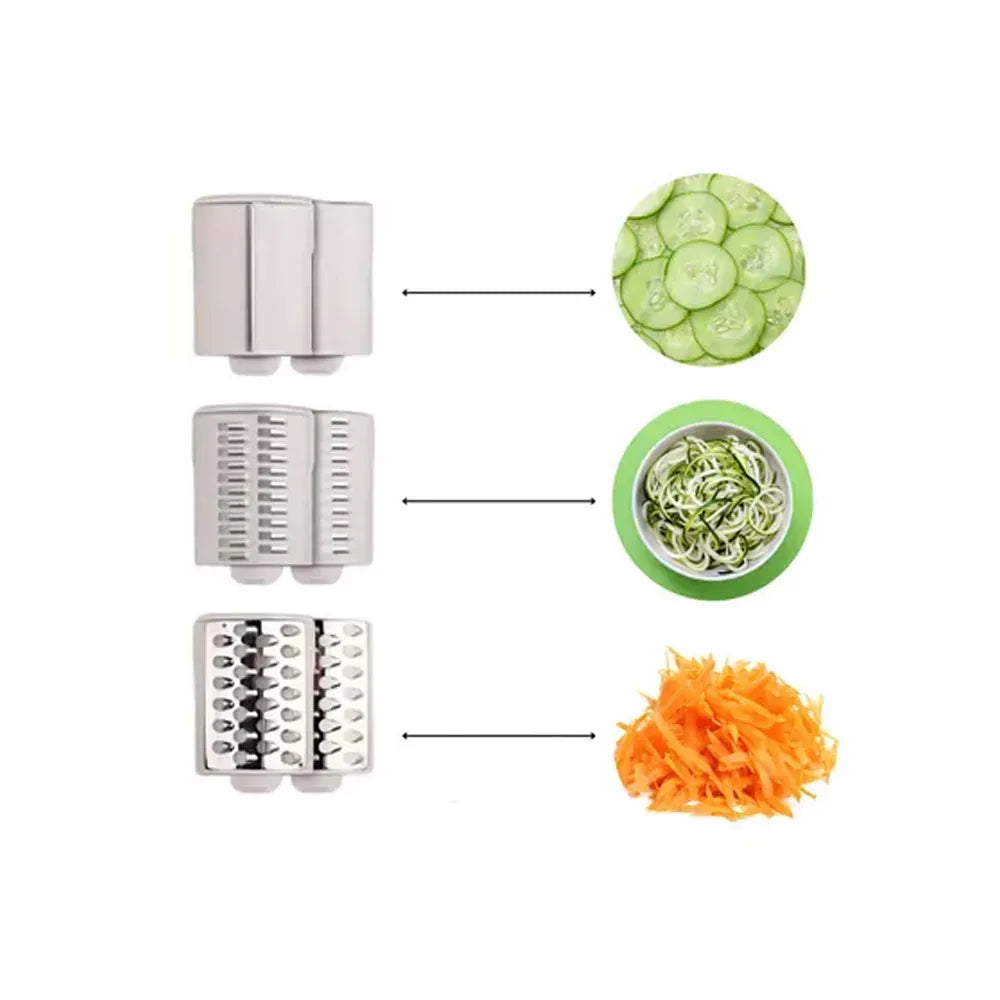Rallador de Verduras Giratorio Multifuncional con 3 Cuchillas Intercambiables