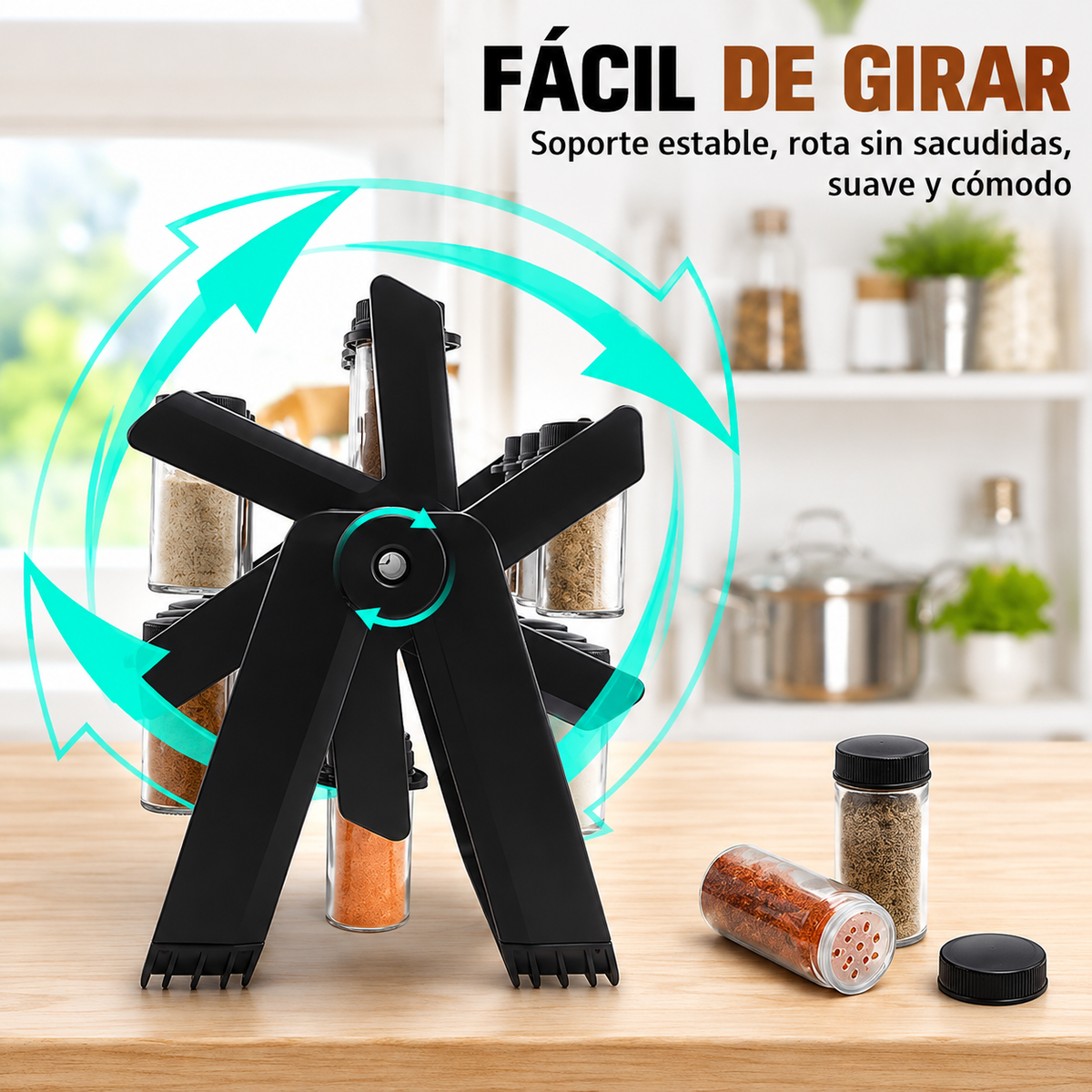 Organizador Giratorio 360° para Especias y Condimentos de Cocina