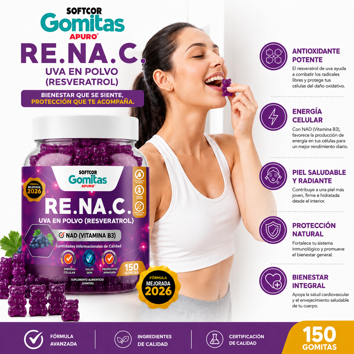 Gomitas de Resveratrol para Adultos – 150 Unidades