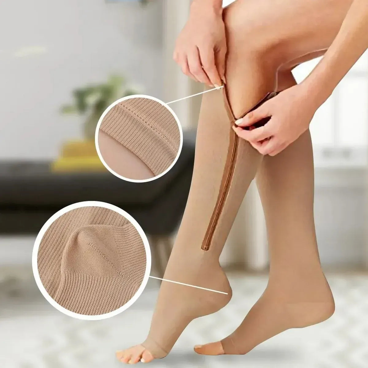Medias de Compresión para Varices con Cremallera – Comodidad y Soporte para Tus Piernas