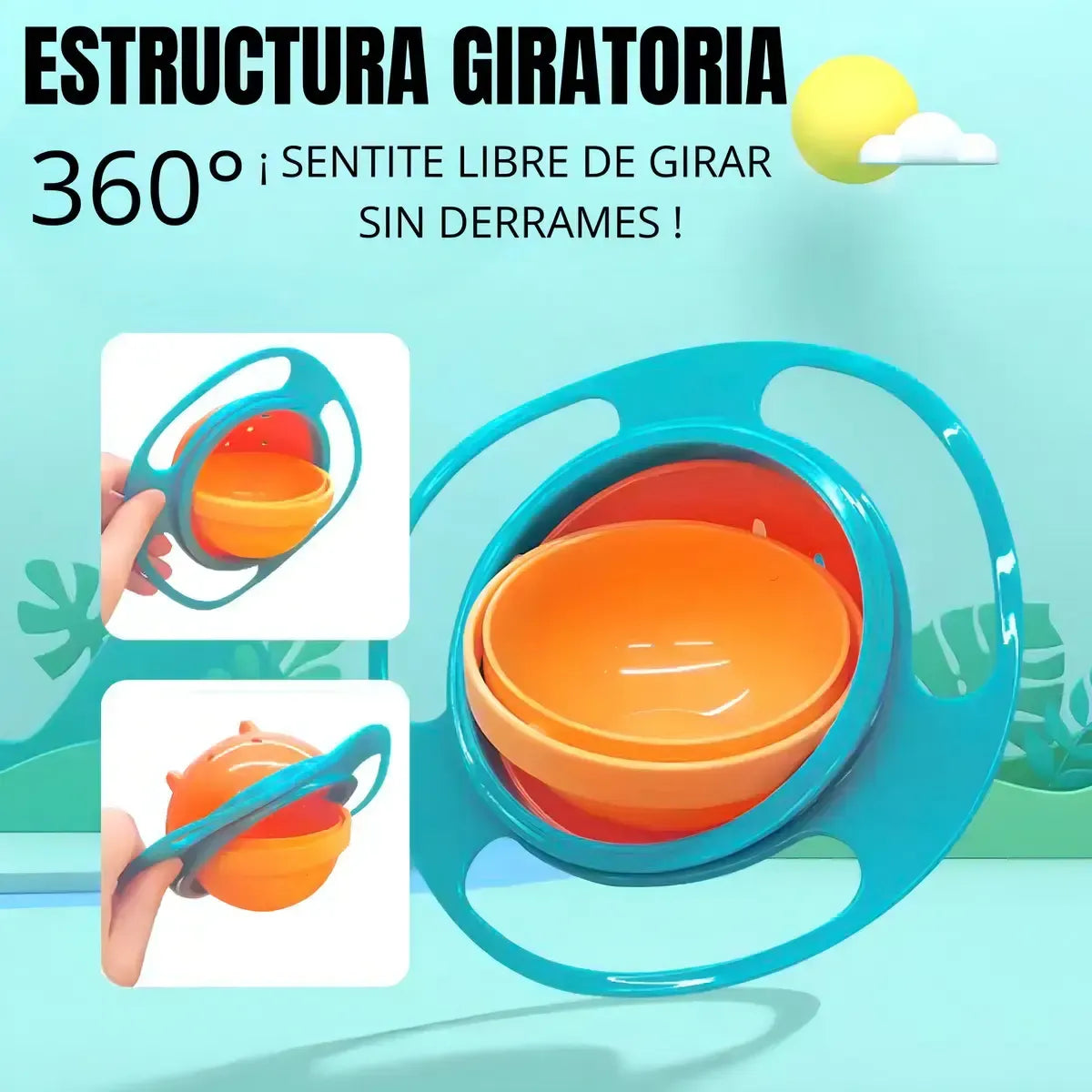 Plato Infantil Giratorio 360° Antiderrames – Tazón para Bebés y Niños