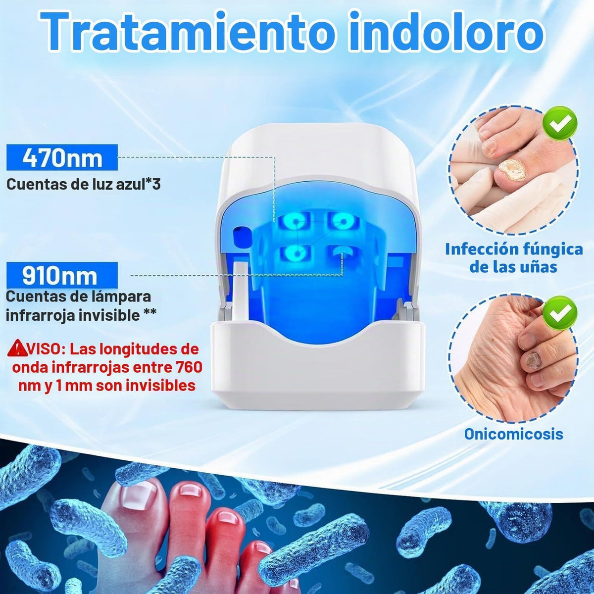 Dispositivo Antihongos para Uñas con Tecnología de Doble Luz