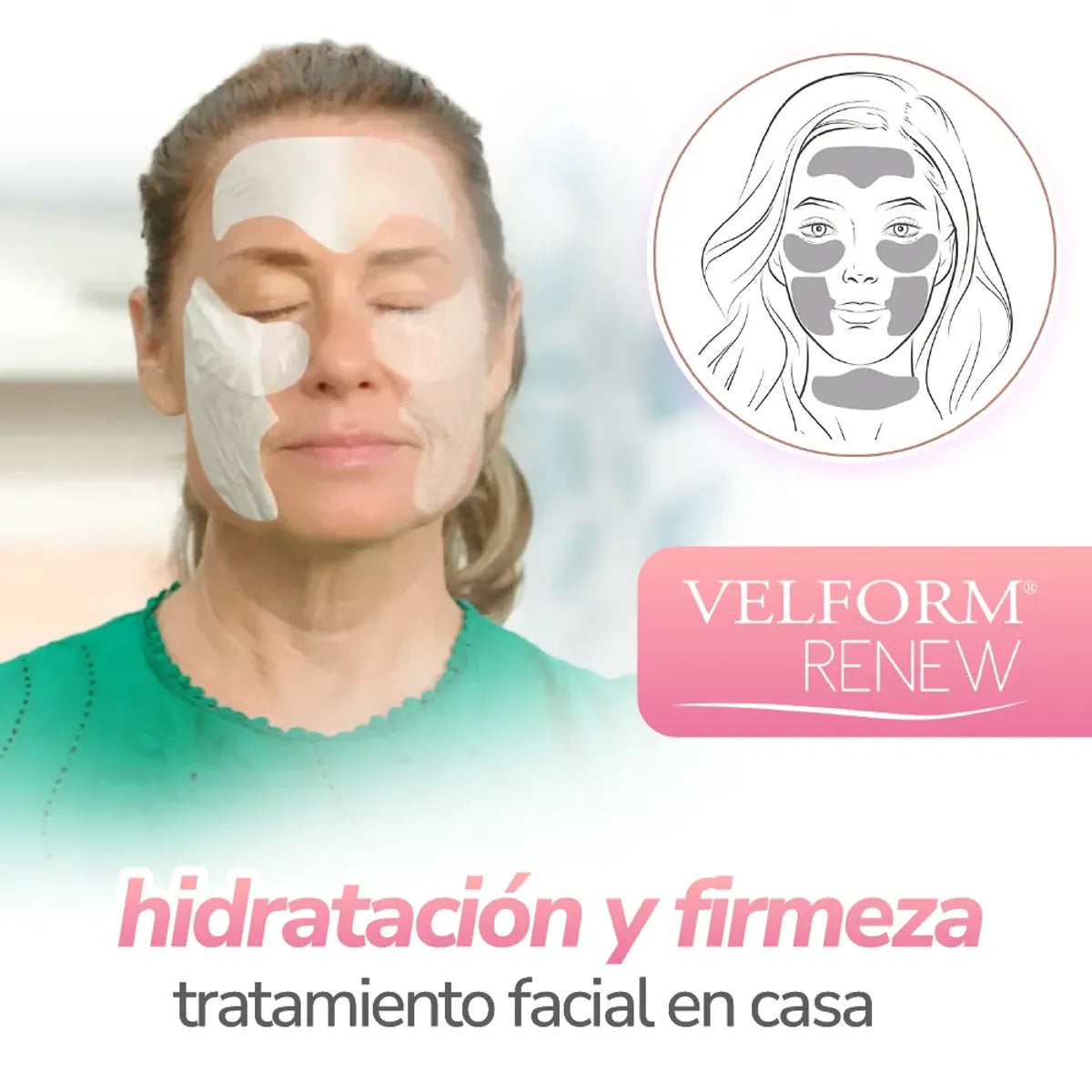 Velform Renew – Parches Faciales Rejuvenecedores con Ácido Hialurónico y Colágeno